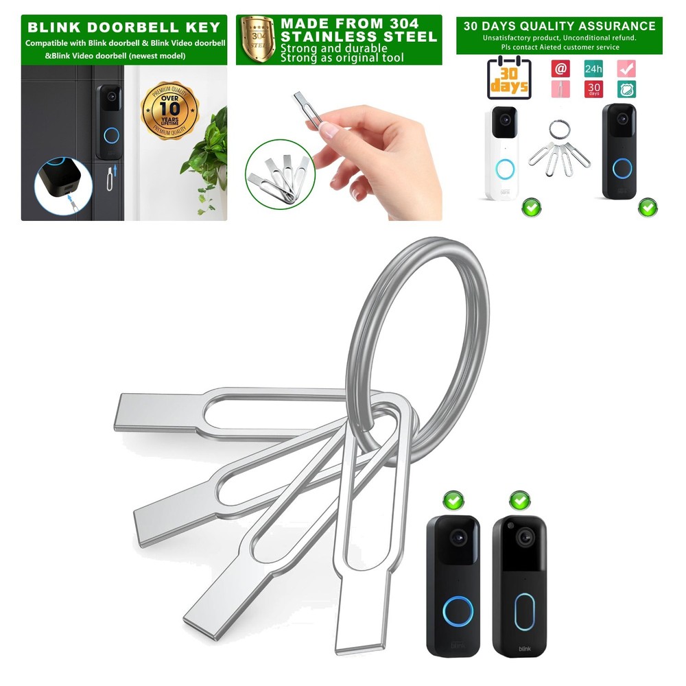 Essential Blink Doorbell Pin Tool - 4 Pack Release Key for Battery Changes