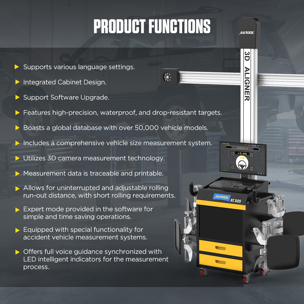 AUTOOL 3D Wheel Alignment Machine Fully Automatic 4 Wheel Aligner Alignment Tool