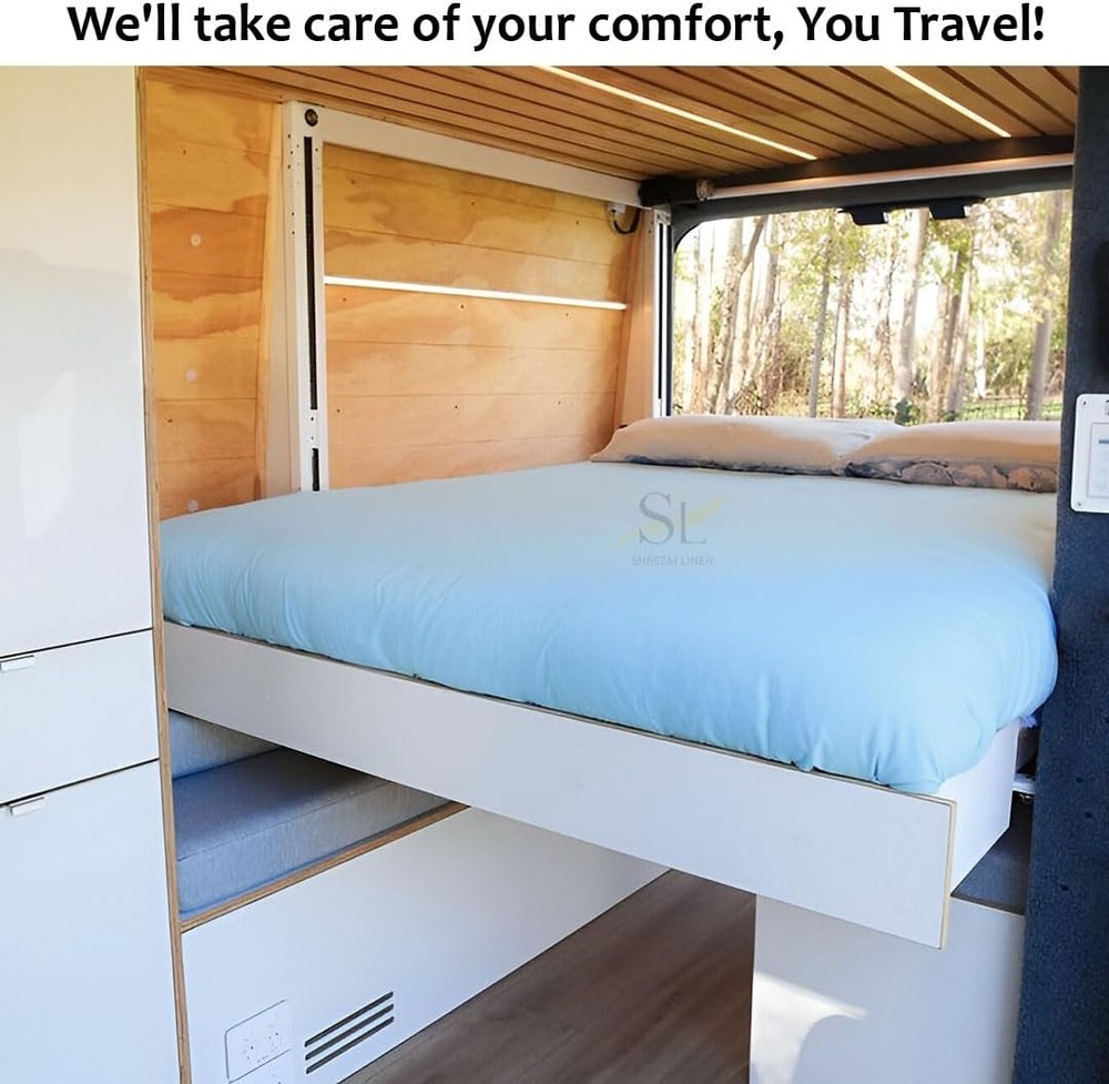 Microfiber RV Sheet Sets 48x75 3/4 Full Bunk Light Blue Solid Fits Mattresses up