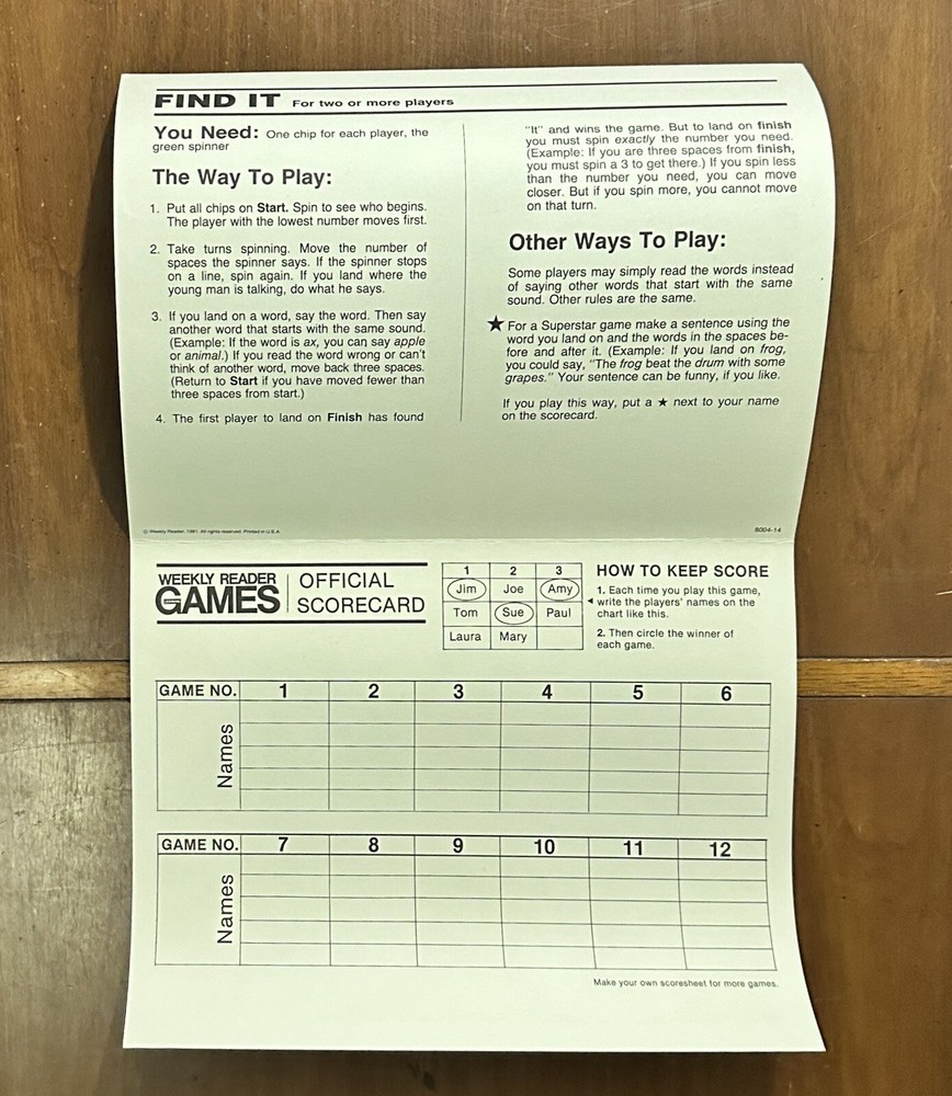 1981 Weekly Reader Learning Games Box Set
