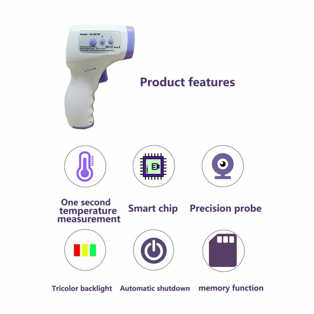Digital LCD Infrared Thermometer Non-contact Forehead Temperature, 5-pack