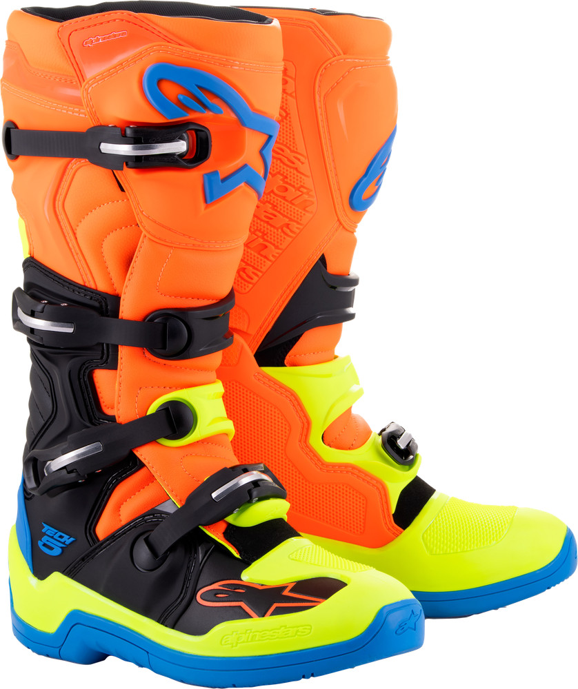 Alpinestars Tech 5 Boots 8 Blue/Orange/Yellow Fluo