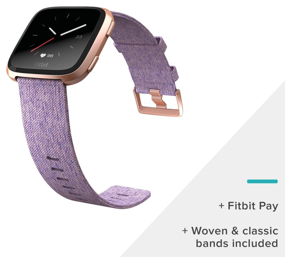 Fitbit Versa Special Edition Smart Watch, Lavender Woven, W/ Extra Bands!