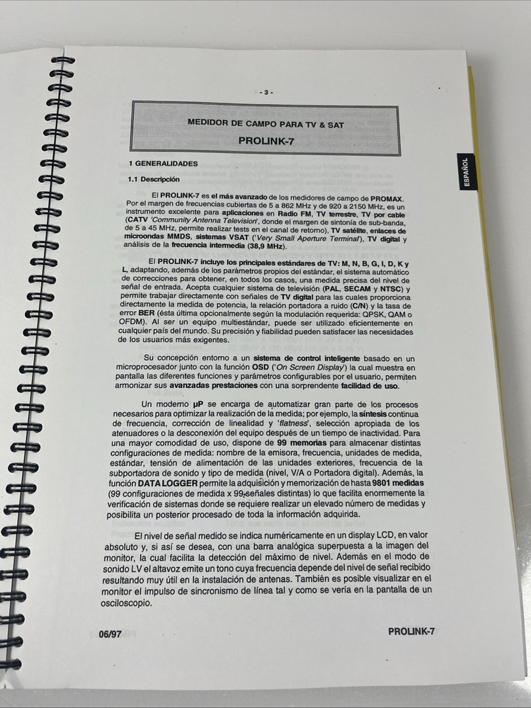 Promax Prolink-7 Instruction Manual Operating Guide