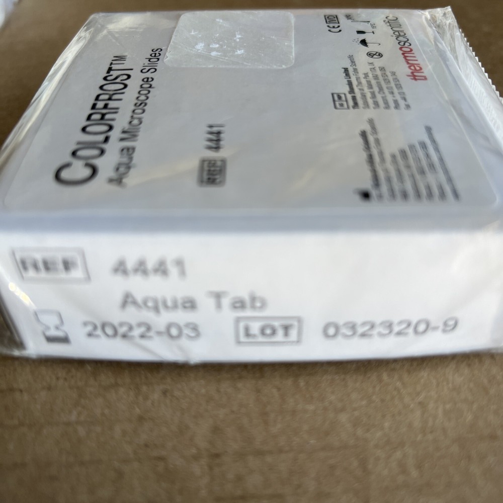 Thermoscientific Ref# 4441, Colorfrost Aqua Microscope Slides