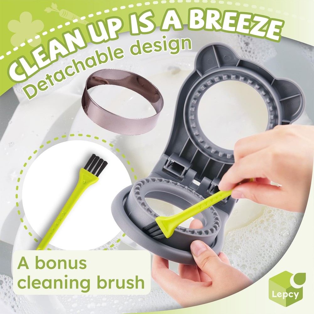 Uncrustable Sandwich Maker Sealer - Crustless PBJ Cutter, Grey Round