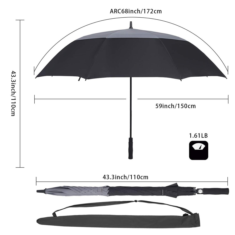golf umbrella large size 68 inches air vent double canopy windproof automatic st