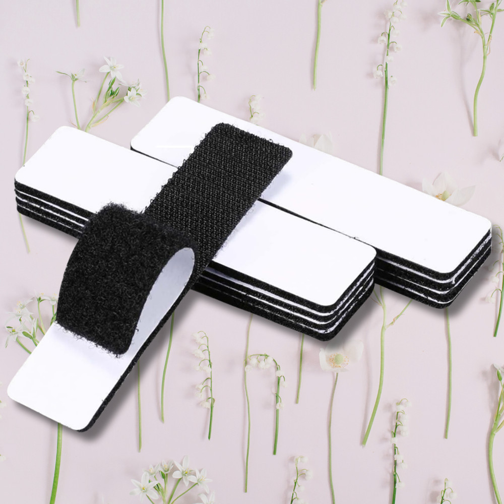 20 Sets Heavy Duty Hook & Loop Adhesive Strips: Sticky Back Fastener 1x4” Black