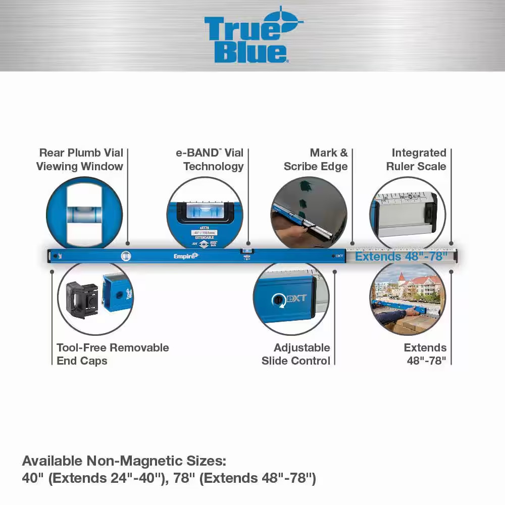 48 In. to 78 In. True Blue Extendable Box Level