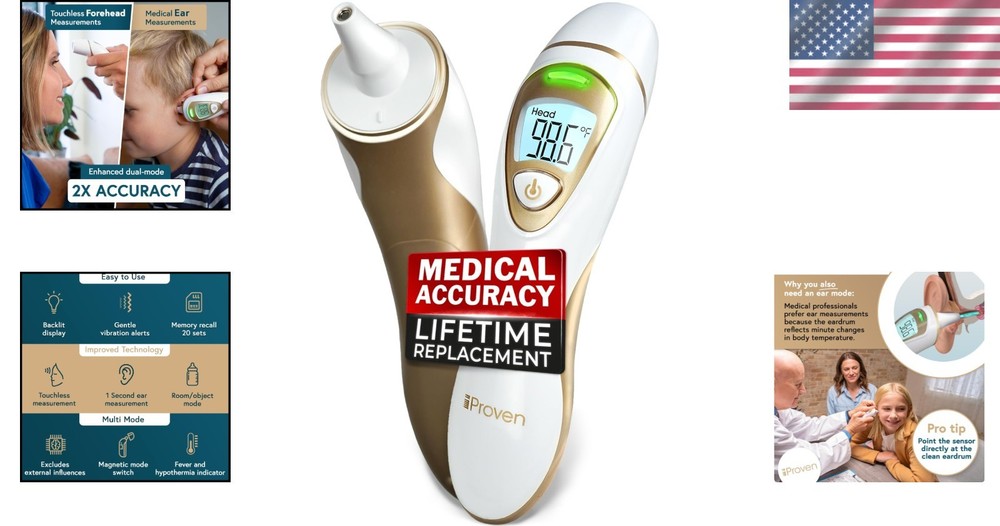 Quiet Vibration Ear Forehead Thermometer