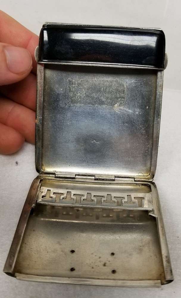 Antique Vintage Polish Silver Enamel Compact Cigarette Case Germany