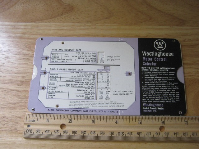 Westinghouse Motor Control Selector SA-9254D Slide Rule Calculator
