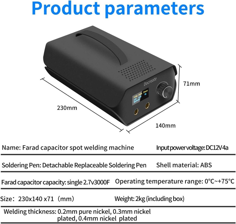 Lightweight 3000F Spot Welding Machine with LCD & Safety Features for Batteries