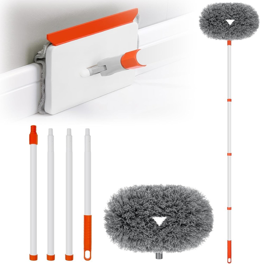 Baseboard Cleaner Tool with Handle, Extendable Long Handle Baseboard