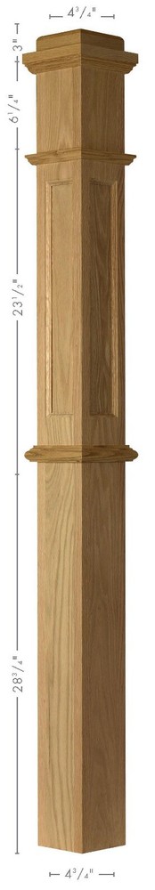 ARP-4375 Poplar Actual Raised Panel Box Newel Post