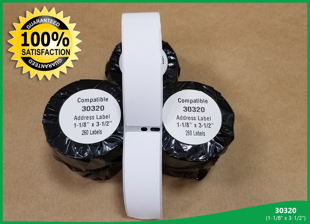 30320, 4 Rolls Dymo Compatible Address Labels, Each 1 1/8" Height X 3 1/2" Width