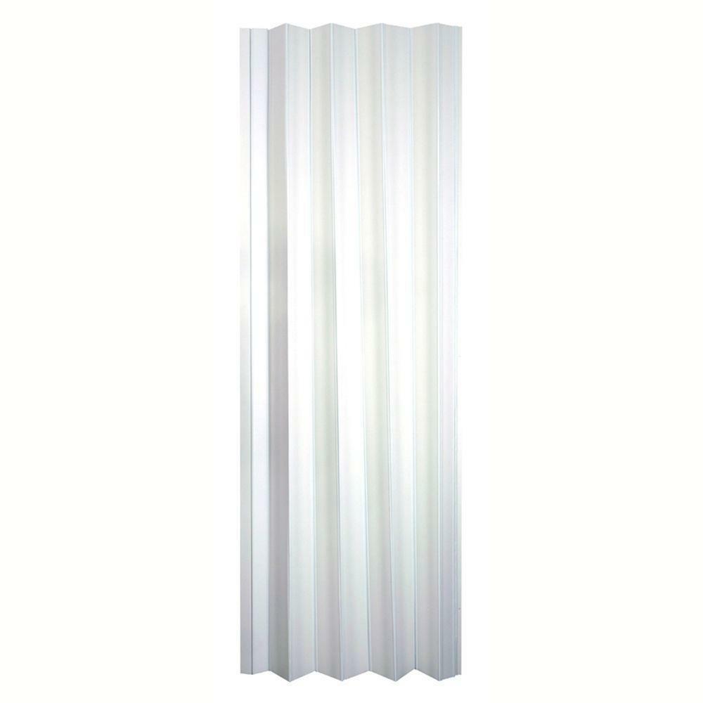 White Accordion Door 36 x 80 in. Vinyl Trimmable Solid Core Hardware Included US