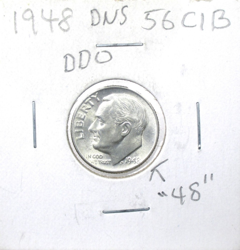 1948 Roosevelt Silver Dime Error Coin - DDO