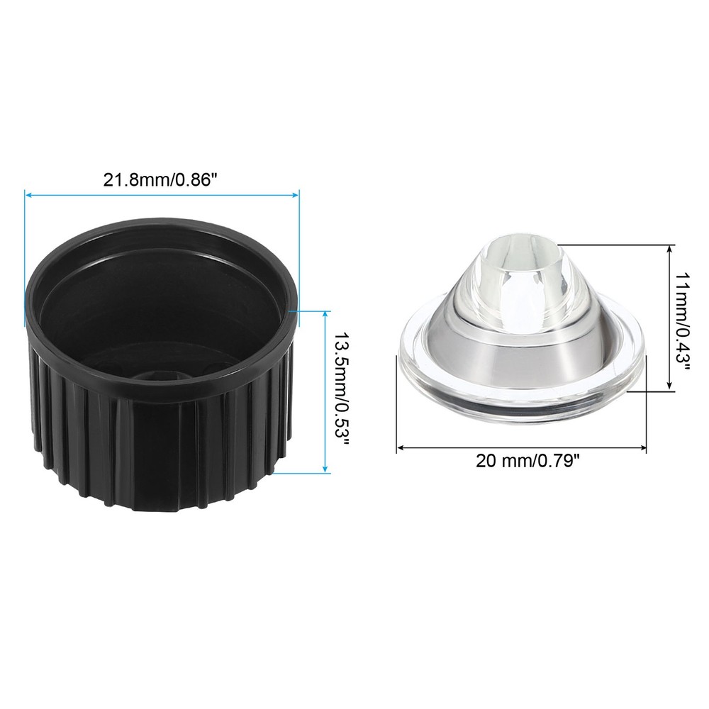 20mm LED Lens 30 Degree with Plastic Support, 8 Set, Black/Transparent