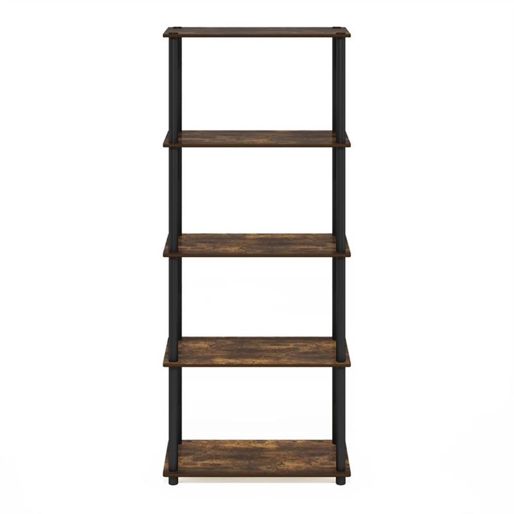 Pemberly Row 5-Tier Multipurpose Shelf Display Rack in Amber Pine/Black