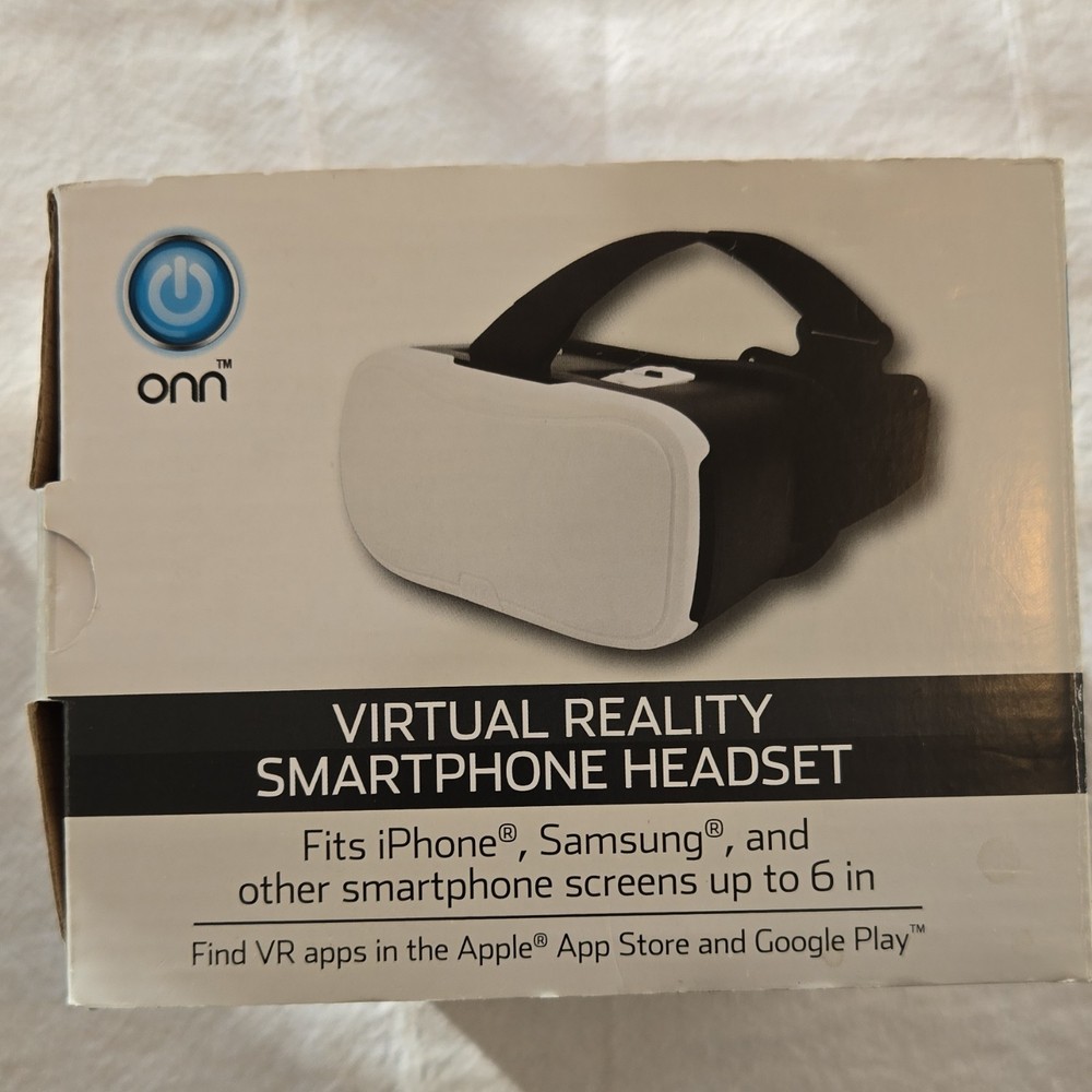 ONN Virtual Reality Smartphone VR Headset Black/White Adjustable Focus 6"
