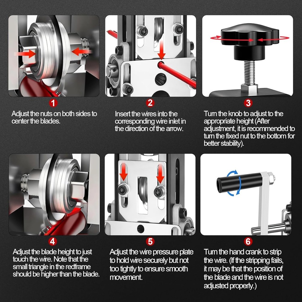 Manual Wire Stripping Machine Gauge Wire 0.06-1'', Drill Powered & Hand Crank