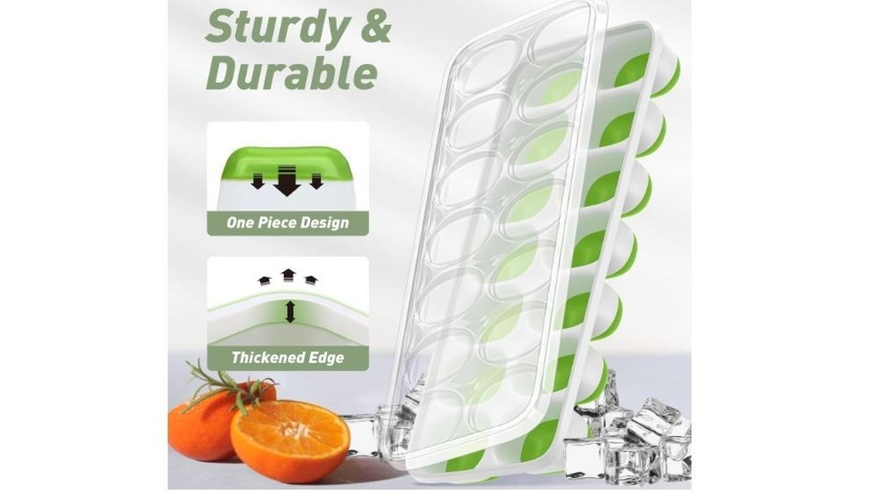 4-Pack Stackable Ice Cube Trays with Lids,Durable Silicone/BPA-Free Freezer Tray
