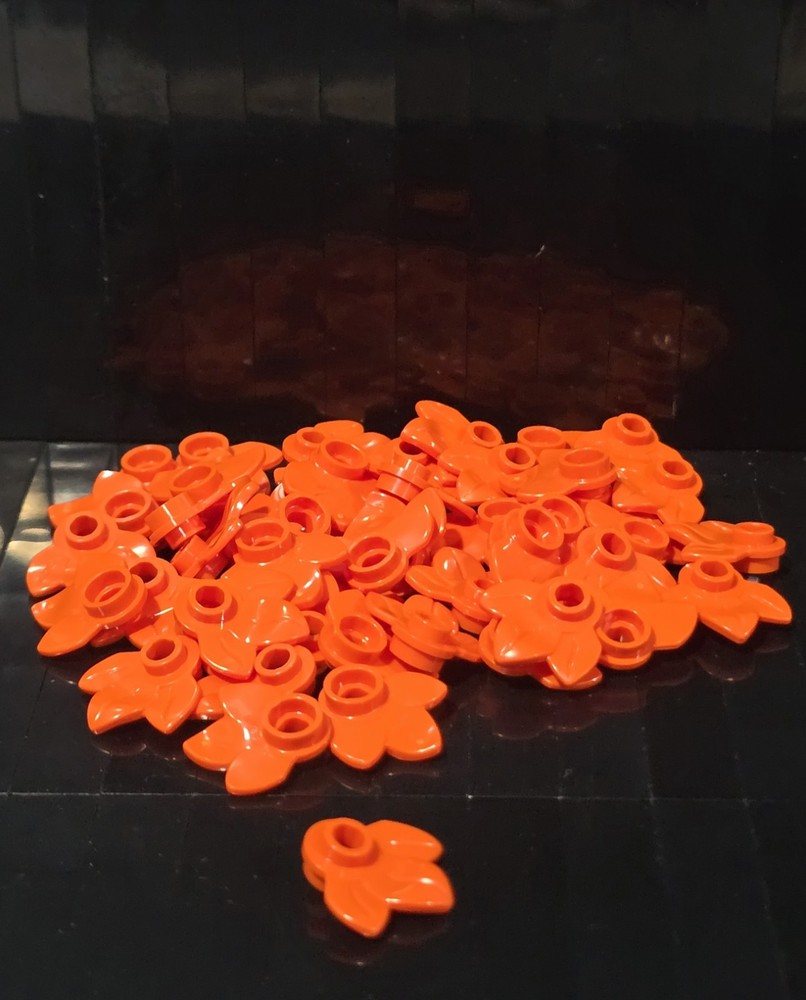 Lego, 50 Count, Reddish Orange 3 Leaf Plant Piece