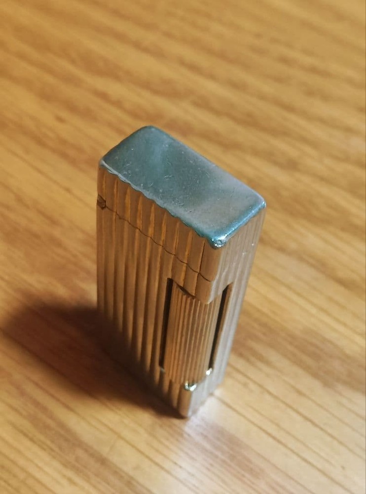 dunhill Square Striped Flint Type Oil Lighter Silver No Box Tested & Working