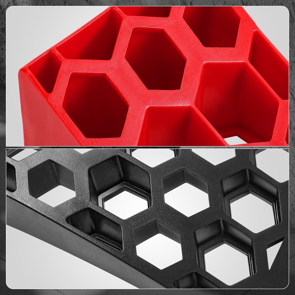 RV Camper Travel Trailer Red Leveling Block Ramps w/ 2 Mats & Chock & Carry Bag