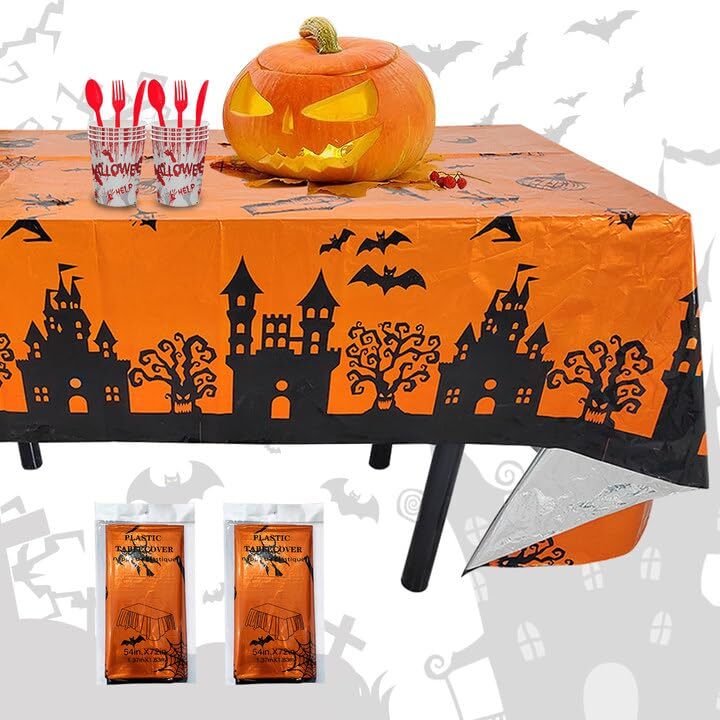 2Pc Halloween Tablecloth 54"x108" Rectangular Table Covers Halloween Party Decor