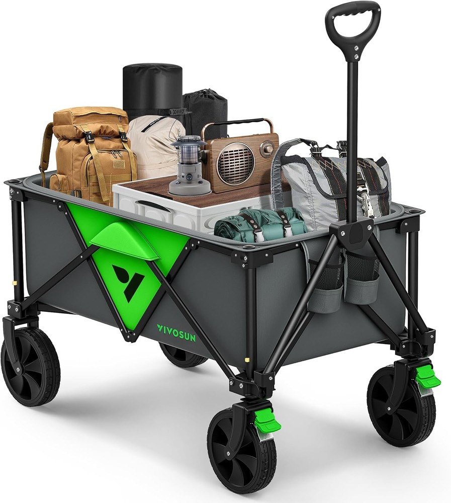 Collapsible Folding Wagon, Outdoor Utility with Silent Universal