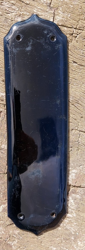 Victorian Gloss Black Ceramic Finger Plate - Architectural Salvage