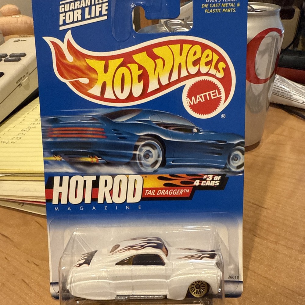 2000 HOT WHEELS  ''HOT ROD'' #007 = TAIL DRAGGER = WHITE