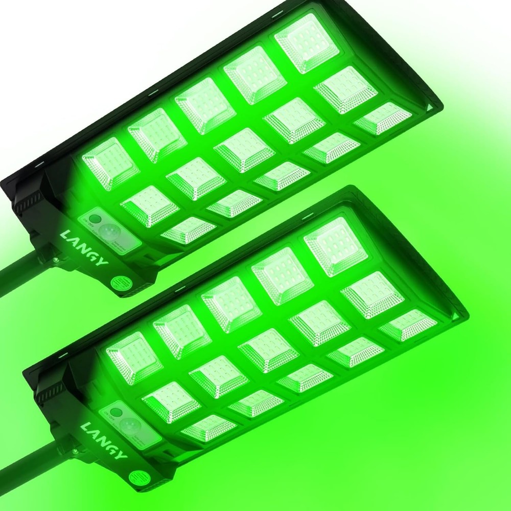 Green LED Solar Hog Lights - 12000LM Waterproof with Remote & Motion Sensor
