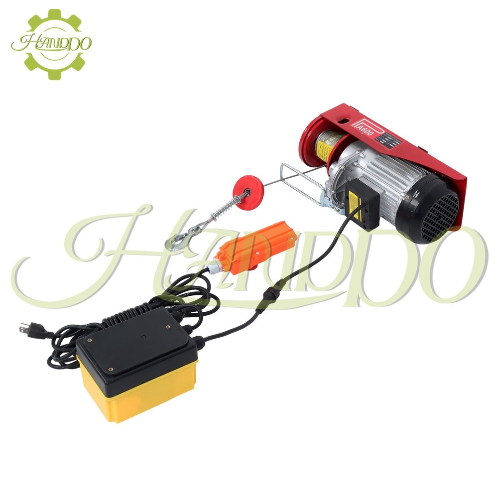 Mini Electric Hoist 1320lbs 14ft Wired Remote + 328ft Wireless Remote Control