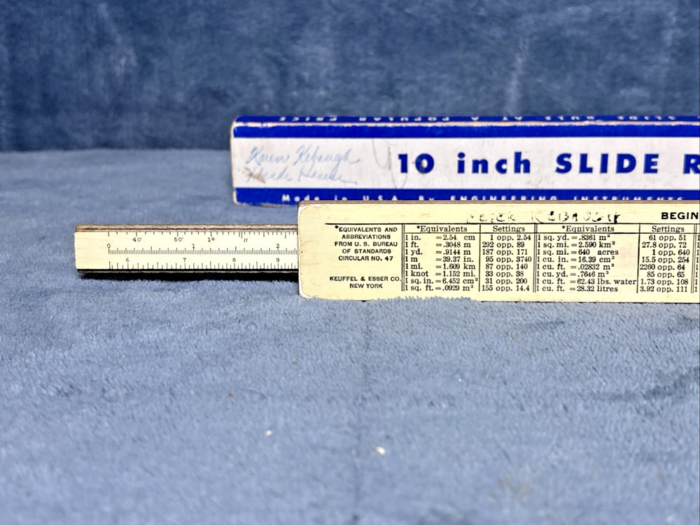 ENGINEERING INSTRUMENTS INC 10" SLIDE RULE W/ BOX