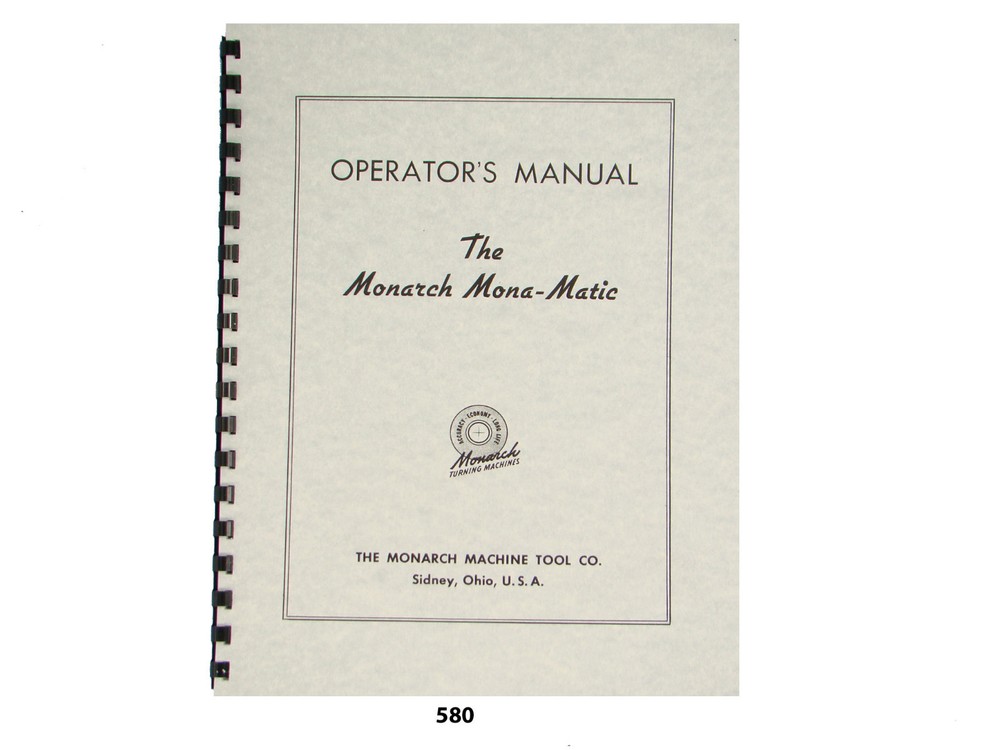 Monarch Mona-Matic Lathe Operators  Manual *580