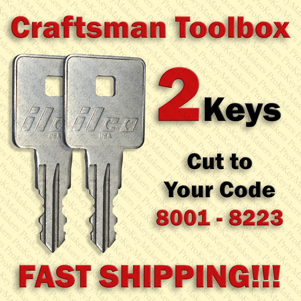 Craftsman Toolbox Key / (2) TWO KEYS / Select your code 8001 - 8223