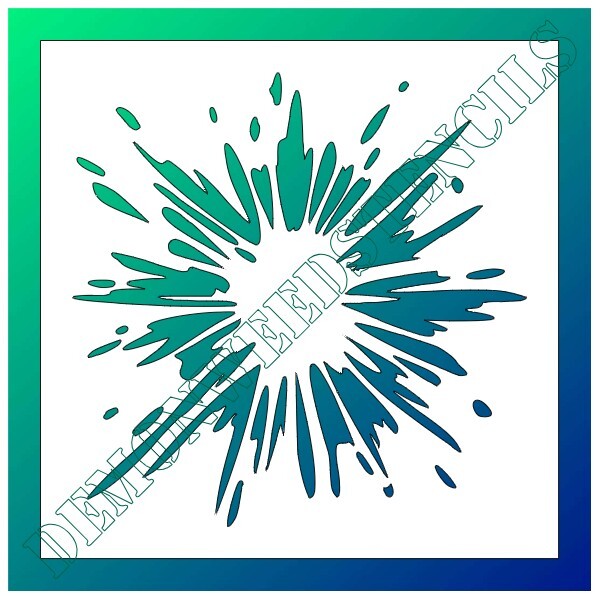 8"x8" Clear Plastic Stencil - Explosion (RA4) (.007")