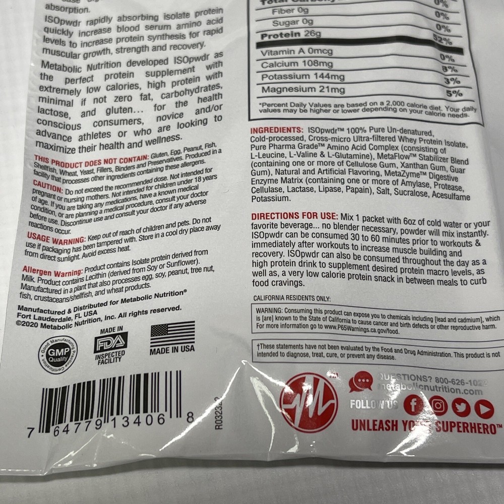 metabolic nutrition ISO Pwdr Whey Protein Isolate