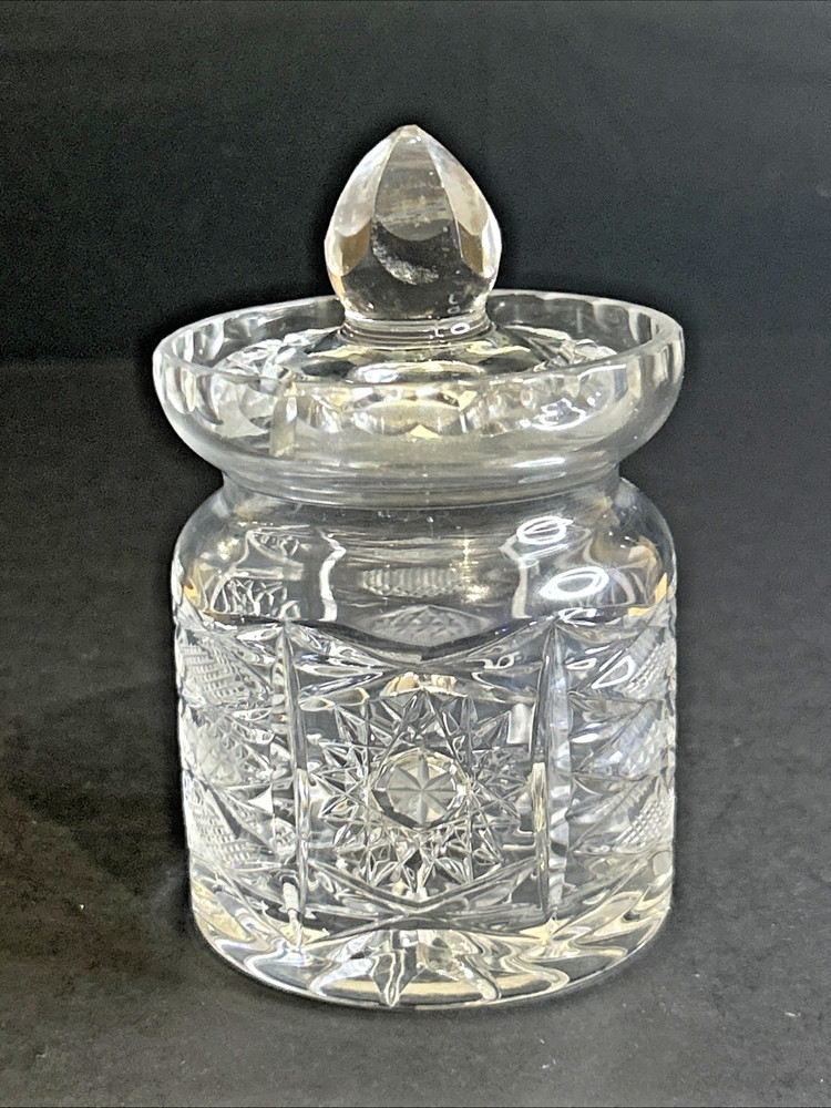 Clear Crystal Honey Jam Jar with Lid Vintage *READ*