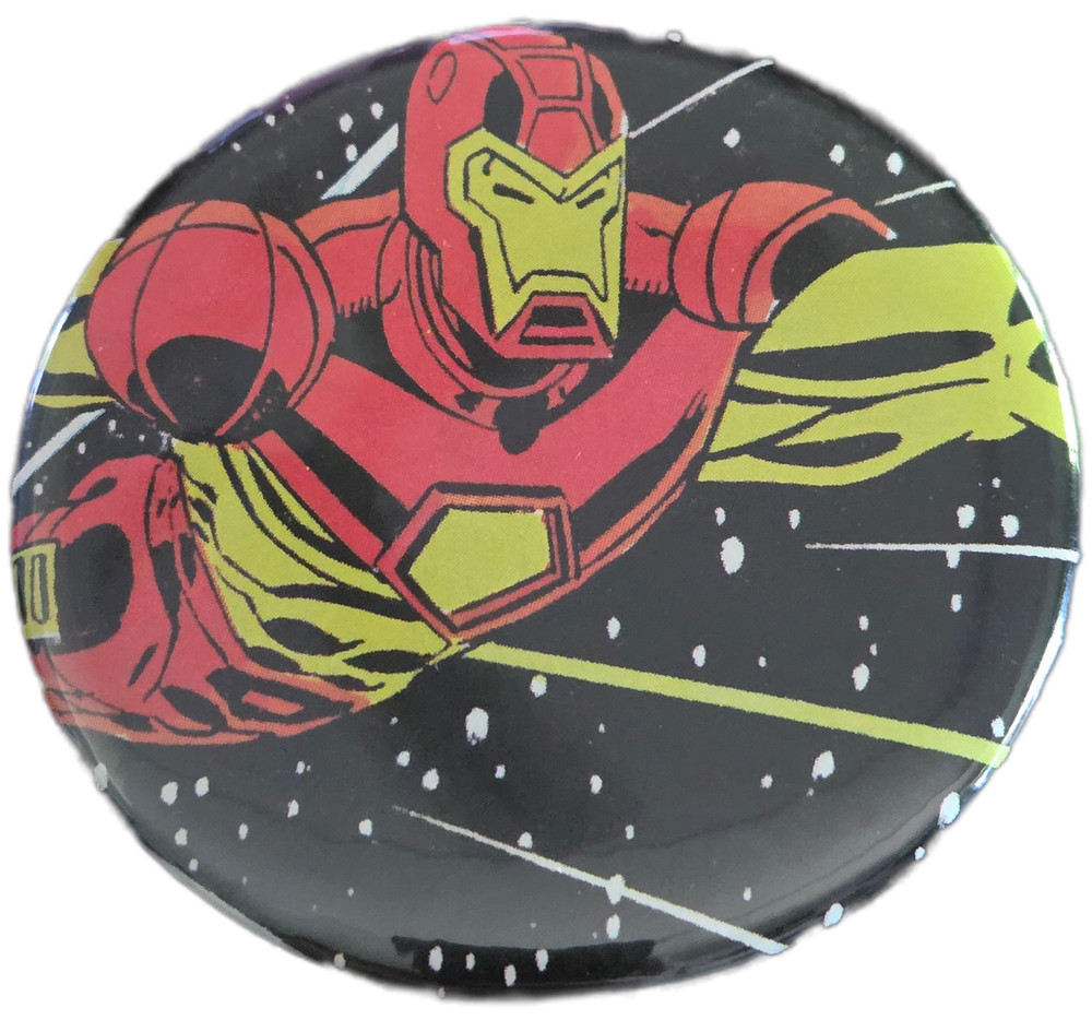 Iron Man 3” Button Pinback Handmade Vintage Comic Book Cut Out Badge Marvel