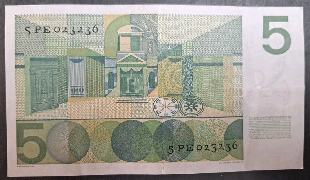 1966 Netherlands 5 Gulden P90a 5PE023236.