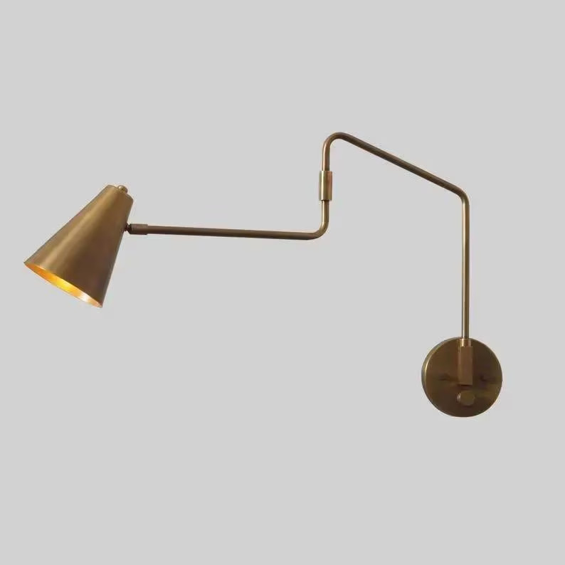 Designer Blackened Brass Swing Arm Wall Sconce - Elegant Modern Task Lighting