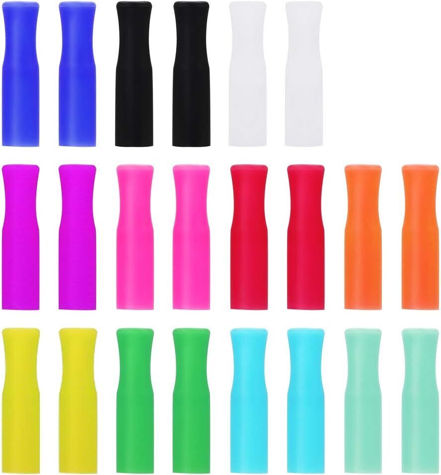 22Pcs Reusable Silicone Straw Tips, One Size, Multi-Colored 22 Pcs