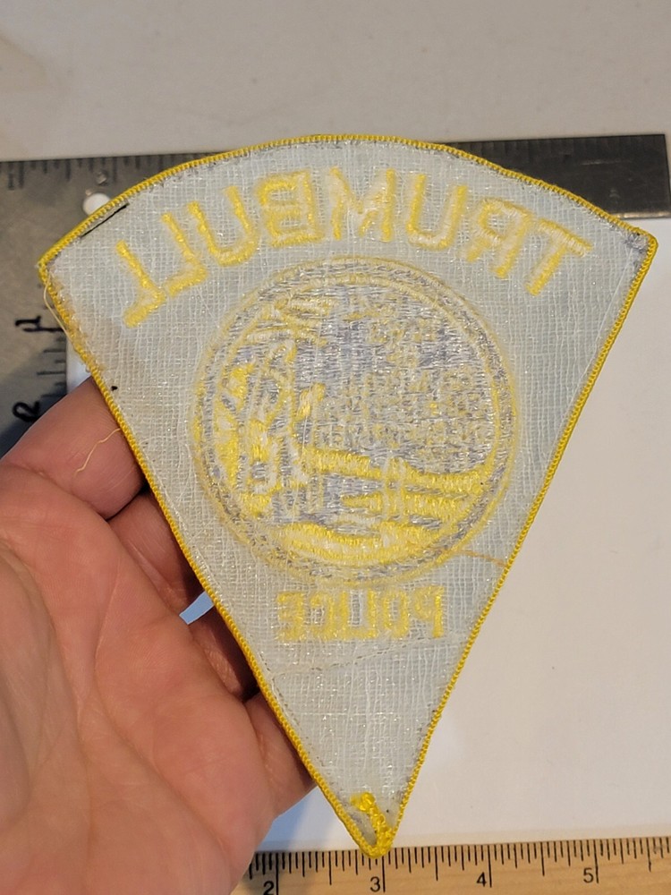 LE8 b7 Police patch Connecticut Trumbull Pie Shape Used