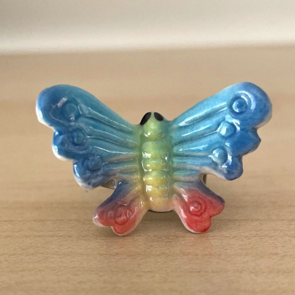 Butterfly Ring - adjustable ceramic oversized maximalist cottage fairy boho y2k