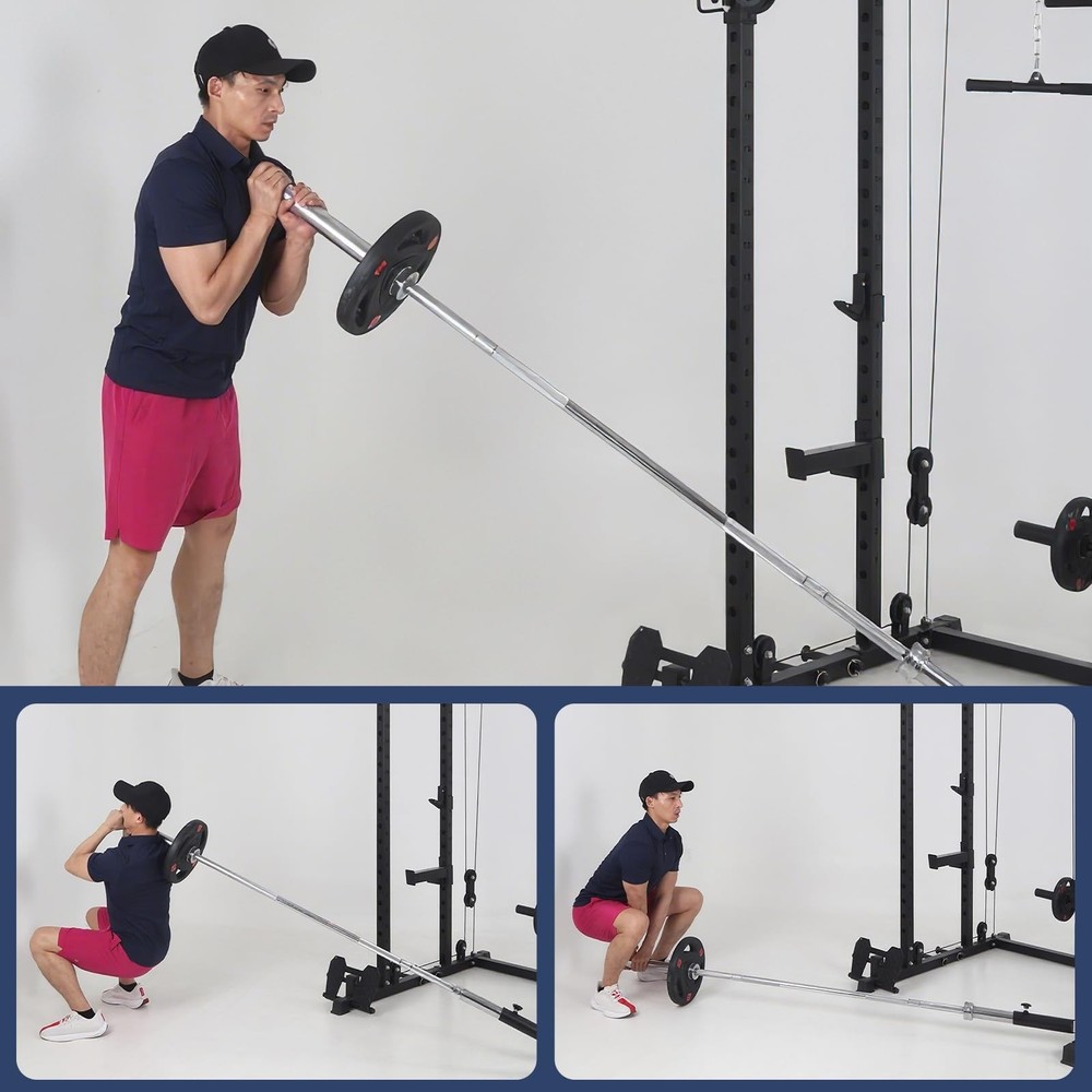 Power Cage, Power Rack w/ Dual Pulley Cable Crossover System ,Training 2000LBS
