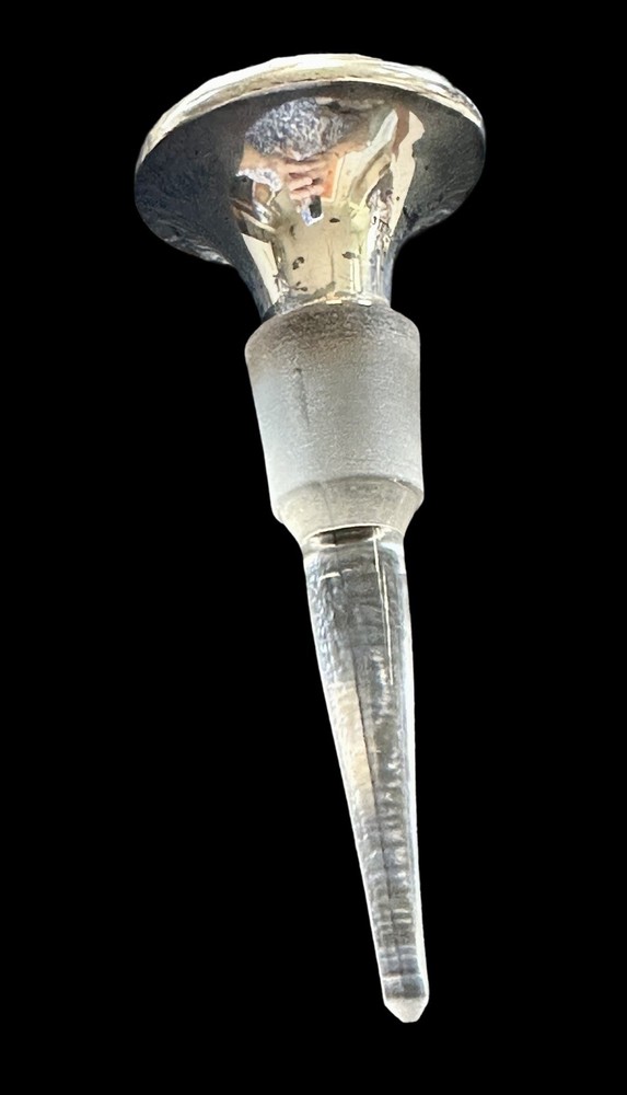 Antique Engraved Sterling Silver & Crystal Stopper Only